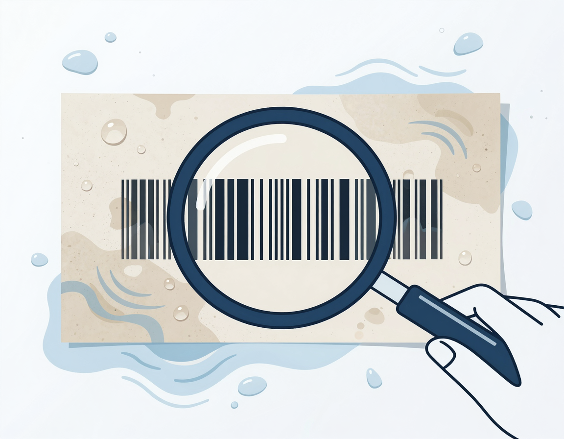 물에 젖은 로또 바코드 확인