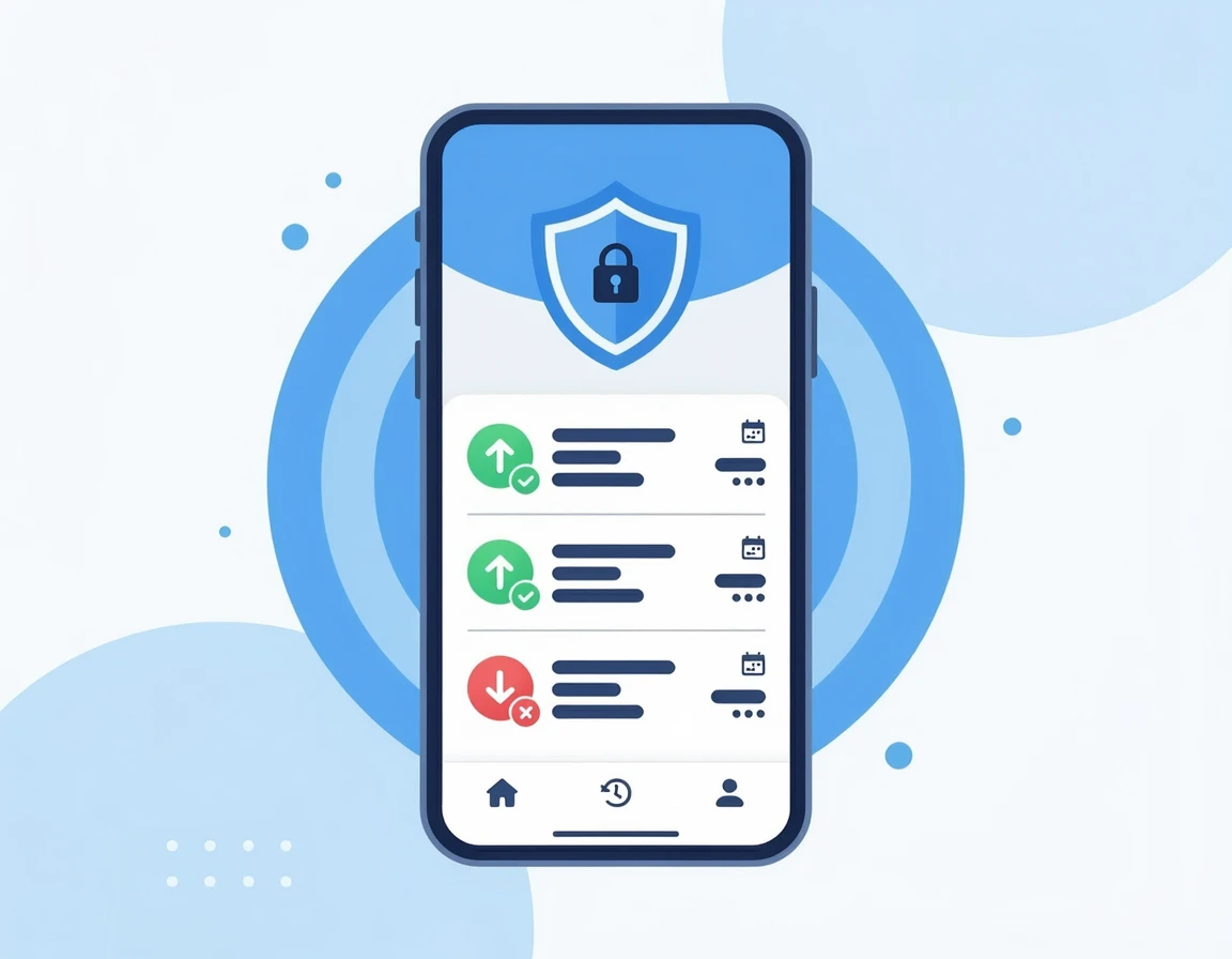 계좌이체 내역과 세금 보호를 상징하는 일러스트