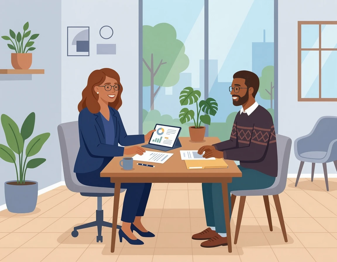 한국소비자원 상담원과 상담하는 모습 일러스트