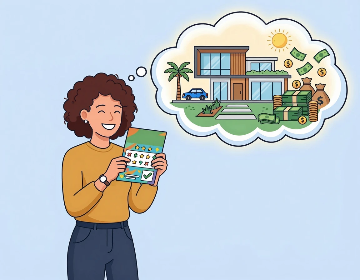 로또 1등 당첨을 상상하는 모습