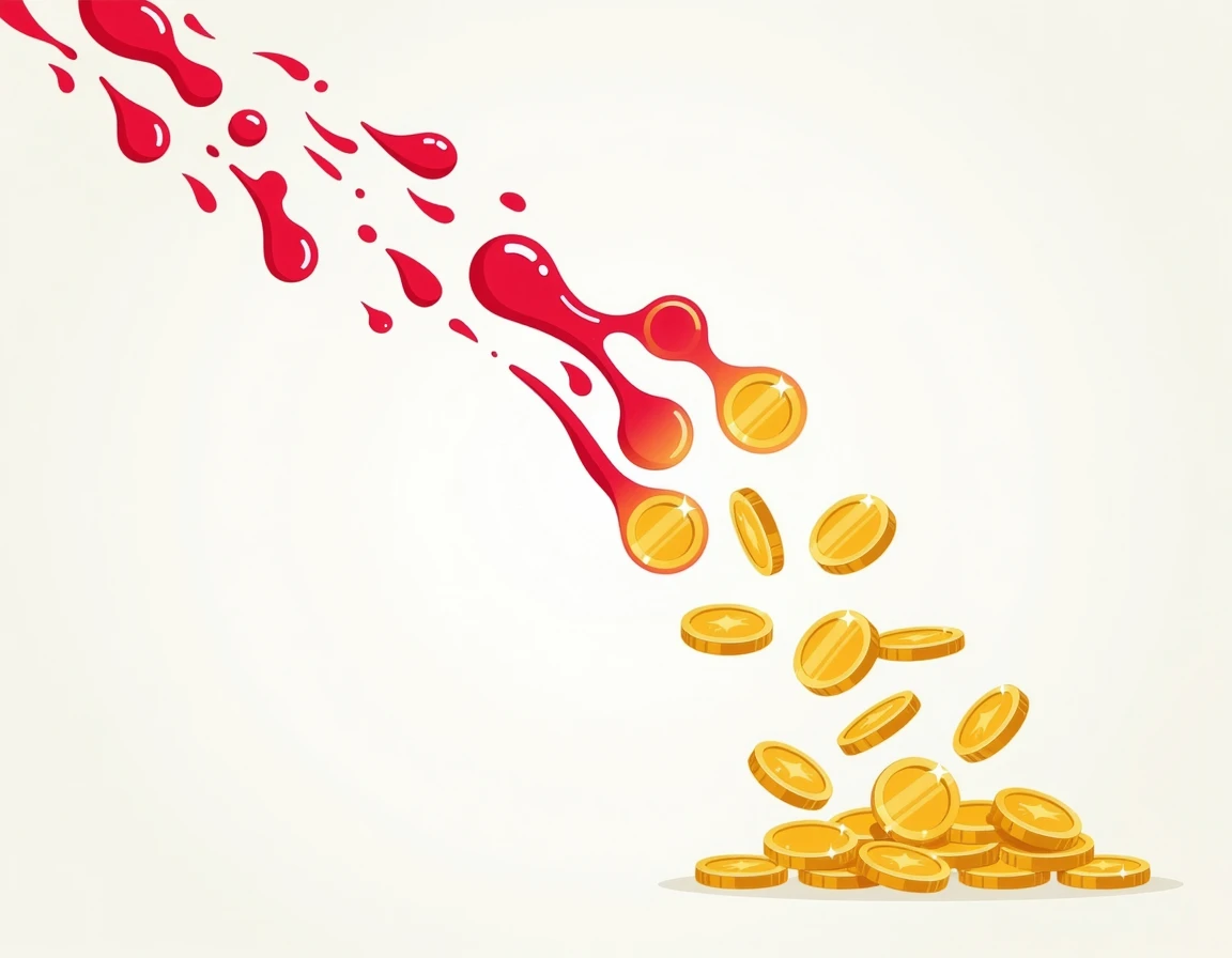 피가 금화로 변하는 추상적인 일러스트