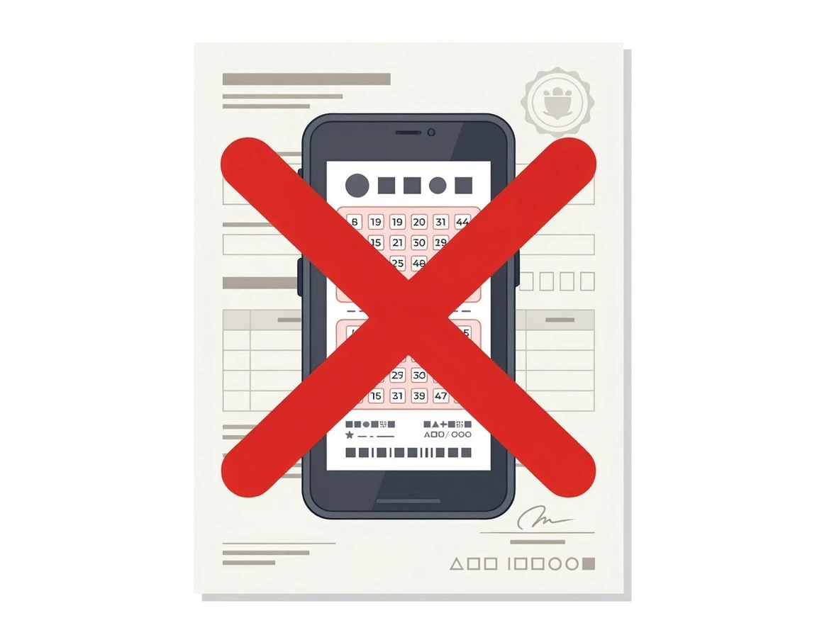 스마트폰 사진으로 로또 당첨금 수령이 불가함을 나타내는 일러스트