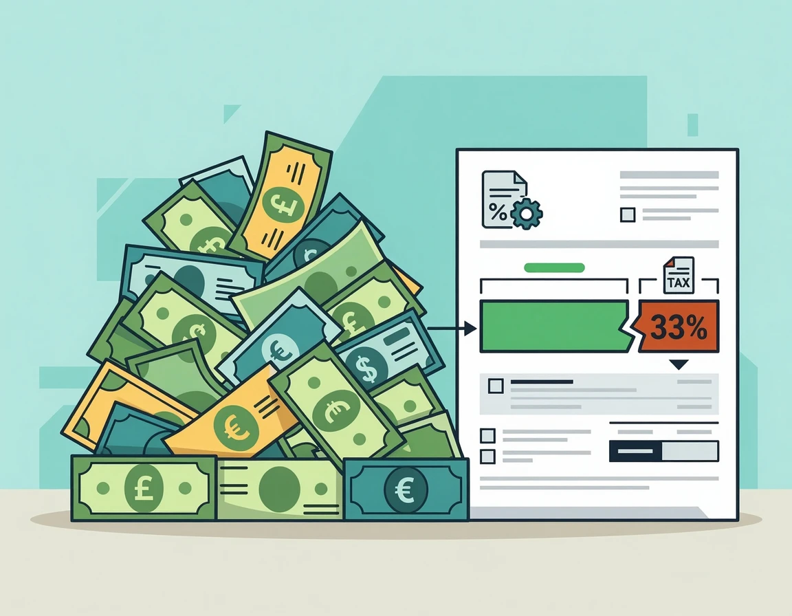 로또 당첨금과 높은 세율을 보여주는 일러스트