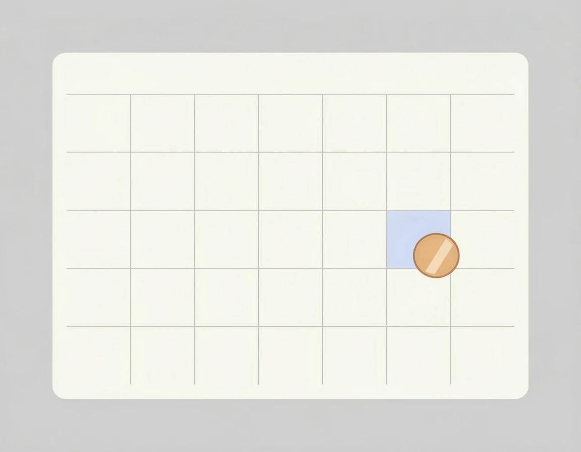 금요일에 5천 원 동전 아이콘이 표시된 미니멀한 달력 일러스트