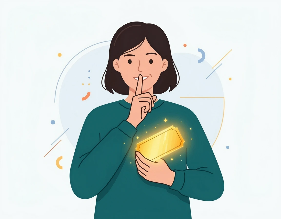 좋은 꿈을 비밀로 간직하며 복권을 들고 있는 일러스트