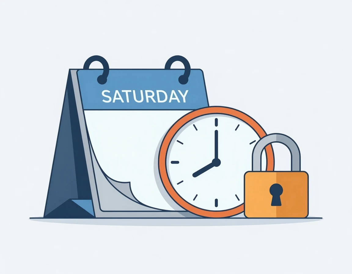 구매 시간 제한과 5천 원 한도를 나타내는 달력과 시계 일러스트