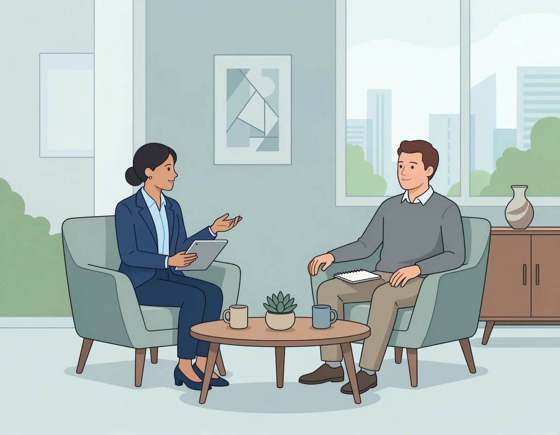 농협 본점 VIP실에서 상담받는 일러스트