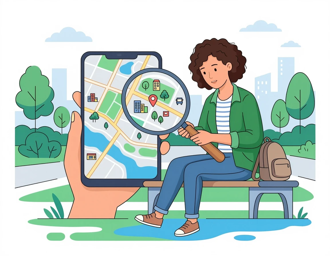 스마트폰 지도로 주변 로또 명당을 검색하는 모습