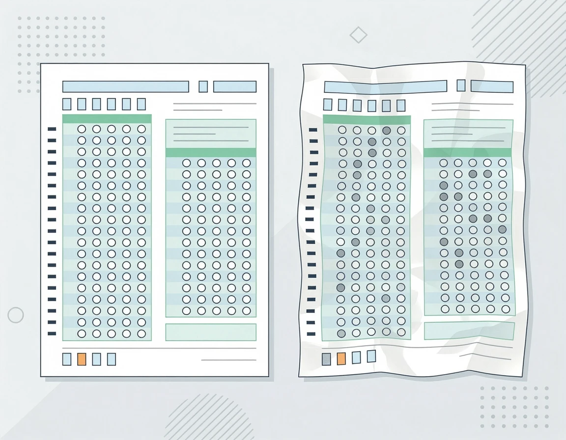새 로또 슬립지와 구겨진 슬립지의 비교 모습