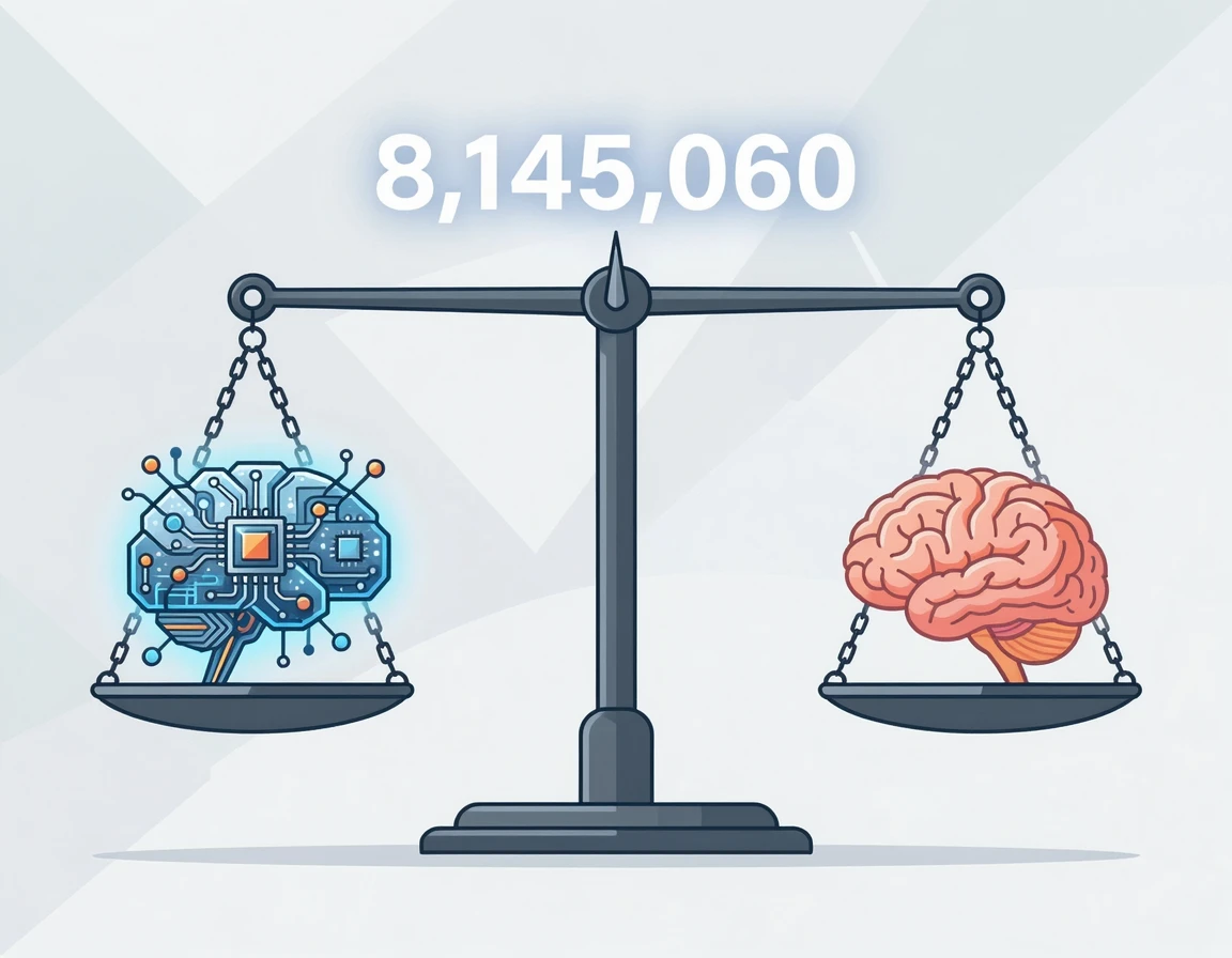 자동과 수동의 수학적 당첨 확률이 완벽하게 동일함을 보여주는 저울 일러스트