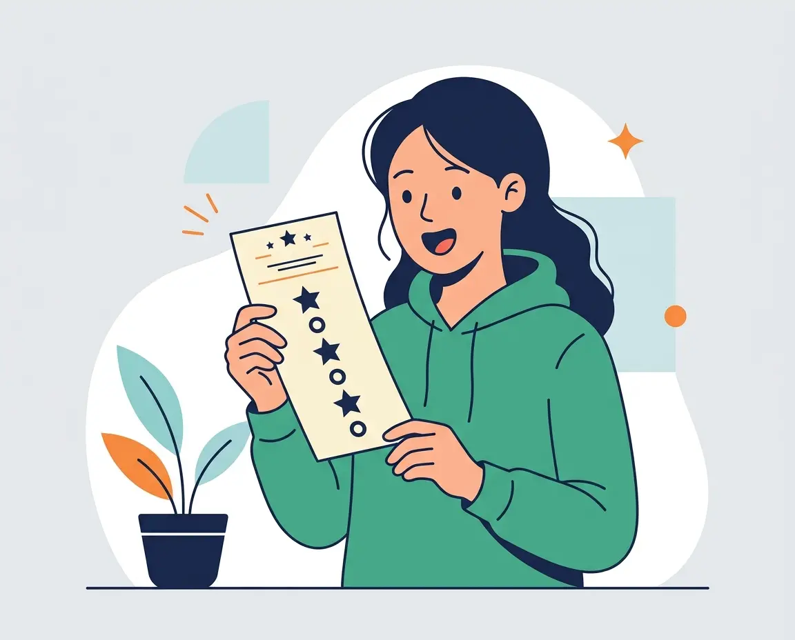 연속 번호가 적힌 로또 용지를 보고 놀라는 사람 일러스트