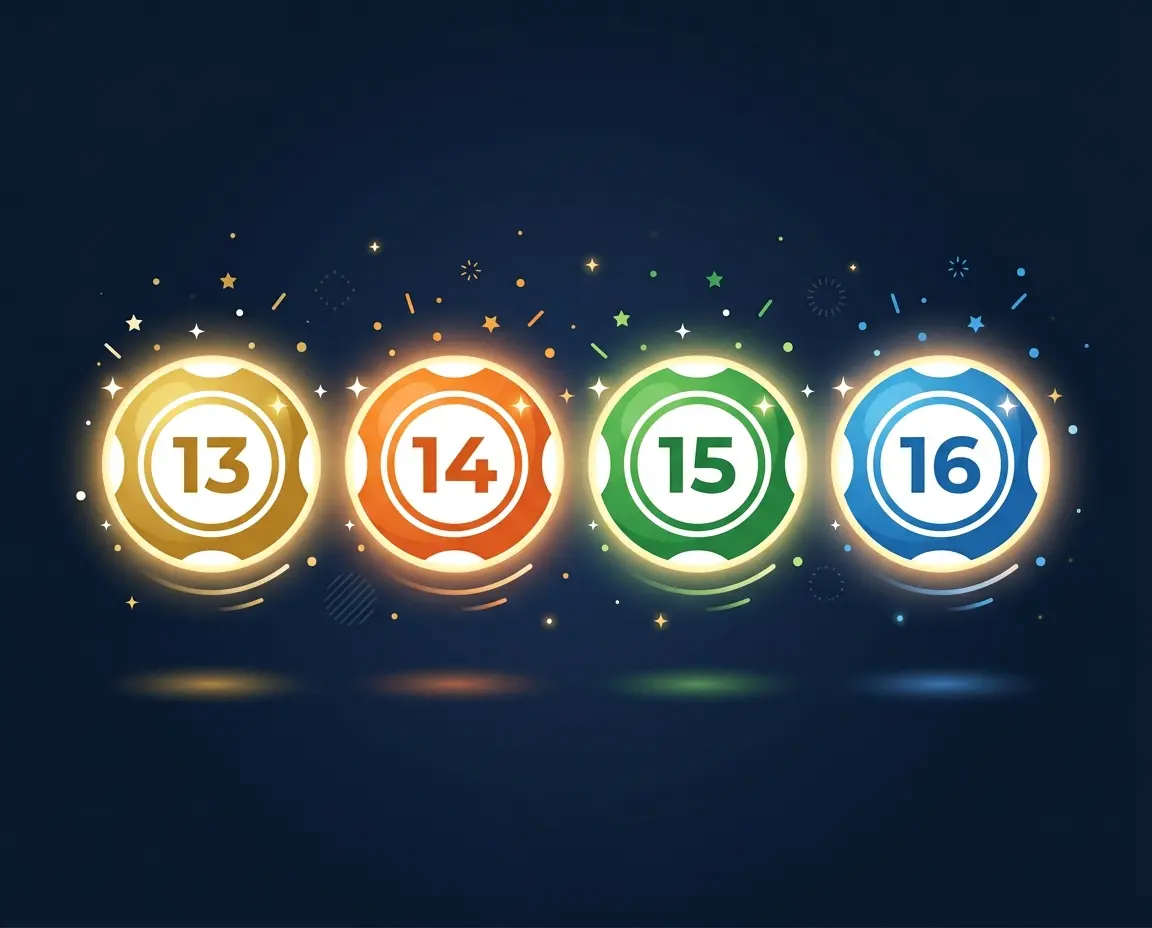 13, 14, 15, 16 연속 번호가 적힌 당첨 공 일러스트